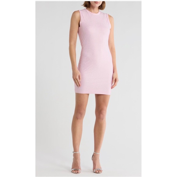 Good American Dresses & Skirts - Good American Sugar Pink Rhinestone Mesh Mini Dress Size L NWT